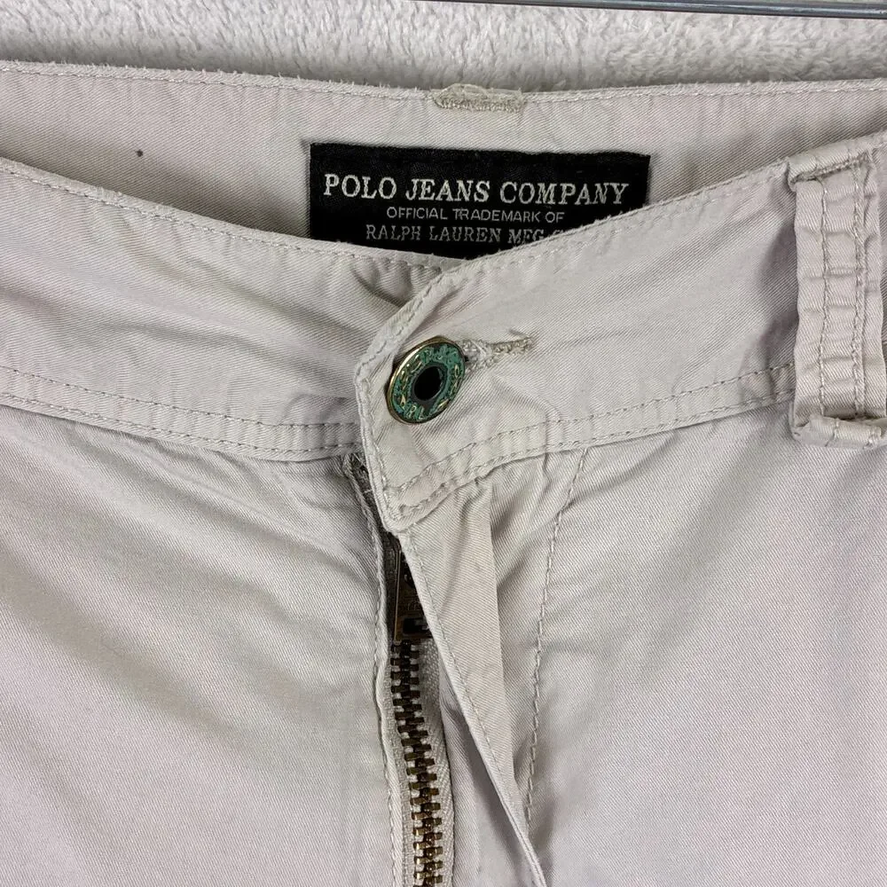 VTG Polo Jeans Co Ralph Lauren Cargo Shorts Mens 38 Khaki Skate Baggy Army Y2K